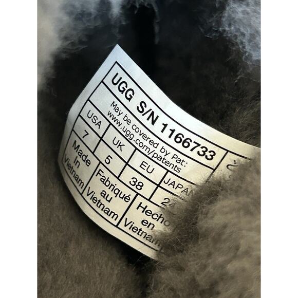 UGG Nita Platform Slippers Genuine Shearling Womens Size 7 Black Suede - Picture 6 of 6